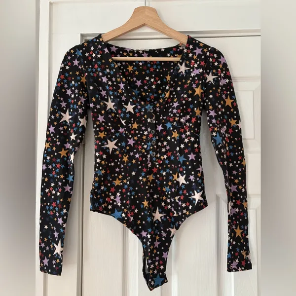 Free People‎ Black Celestial Bodysuit One Piece Size XS NWOT - Image 4