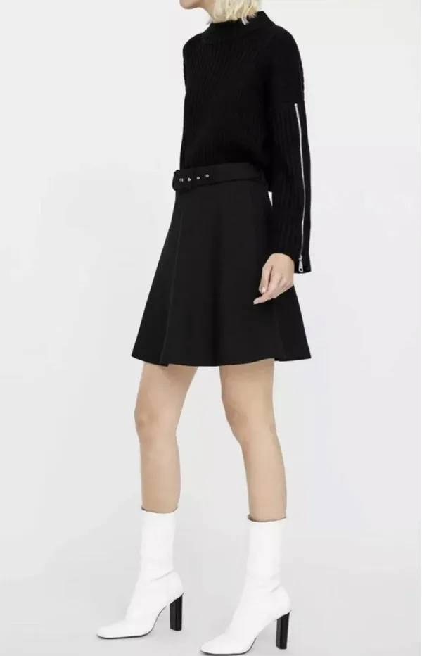 Zara Belted A-line Mini Skirt in Black Small - Image 2