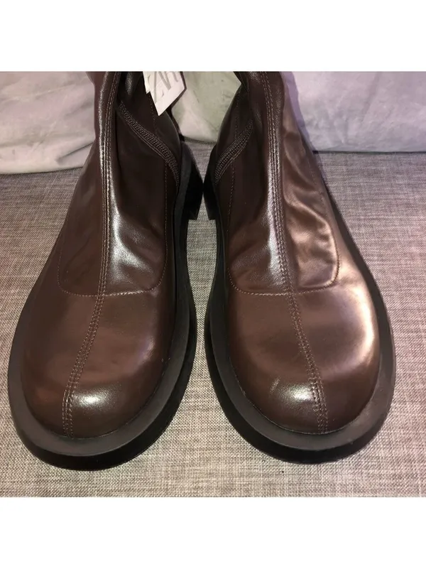 Zara Over The Knee Brown Flat Boots Size 7 5 - Image 7