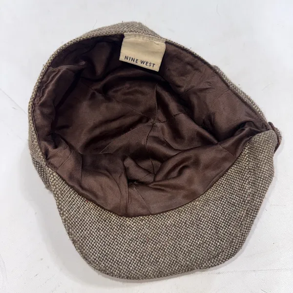 Vtg Y2K Nine West Newsboy‎ Hat Tweed Cap Retro Wool Blend Buckle Detail Preppy - Image 6