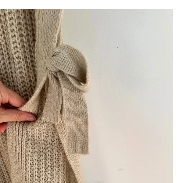 World Market Women Beige Turtleneck Side Tie Knit Poncho Sweater NWT - Image 6