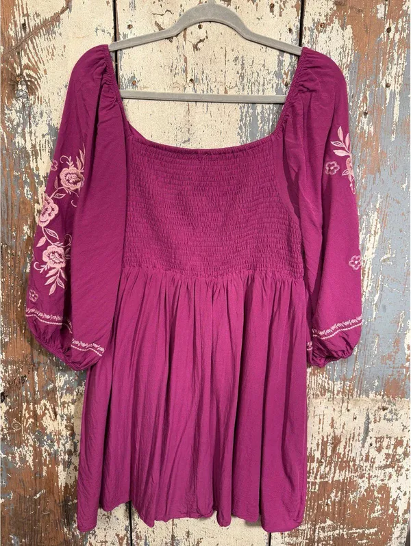 Savanna Jane Embroidered Floral Mini Dress, Purple, size Large - Image 5