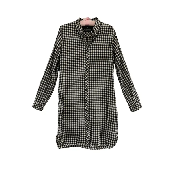 Maison Scotch Black & White Gingham Plaid Button Front Dress size Medium - Image 3