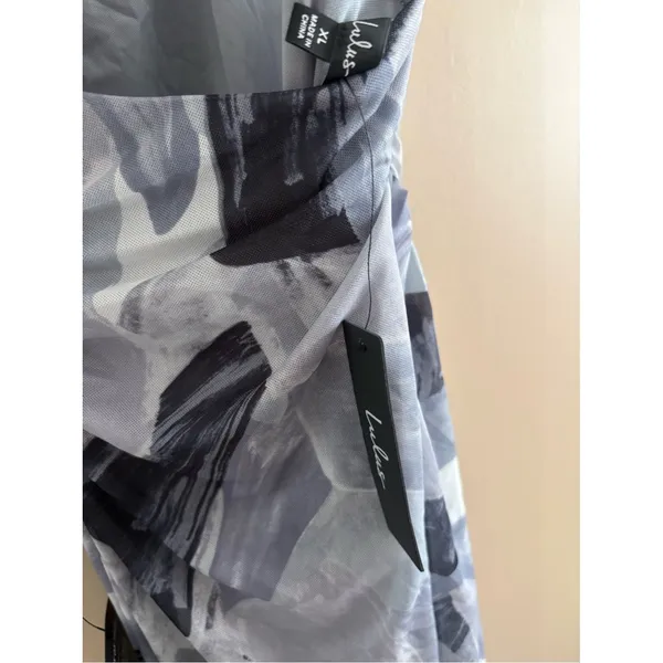 Lulus Idyllic in Ibiza Grey Abstract Print Mock Neck Halter Midi Dress Size XL - Image 6