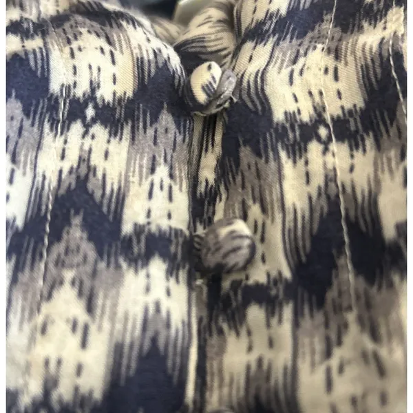 Anthropologie Maeve Ikat Print Sleeveless Tank Blouse Cream Navy Blue Sz S Boho - Image 5
