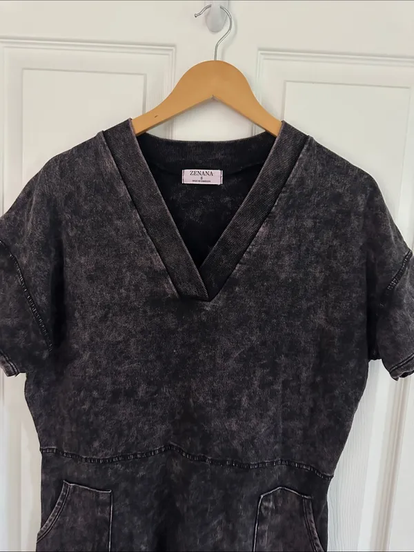 Zenana Black Mineral Wash V-Neck Jumpsuit - Image 3