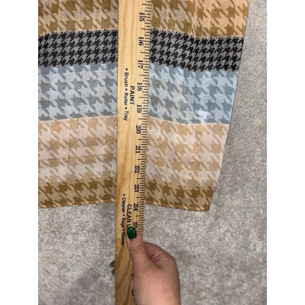Roller Rabbit Womens Medium Popover Orange Blue Hounds Tooth Print Chiffon Sheer - Image 6