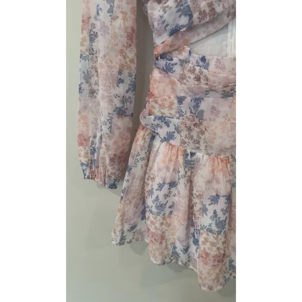 REVOLVE Atoir Floral Mini Ruffled Dress in Pink and Blue Size US 2-3077 - Image 5