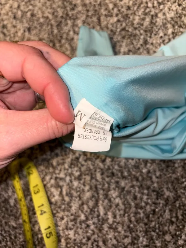 One shoulder blue silk shirt Size M - Image 4