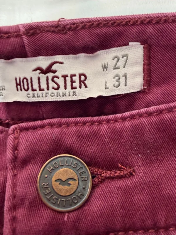 Hollister Jeans Womens 5R 27 Low Rise Skinny Pants Red Burgundy Stretch Y2K - Image 4