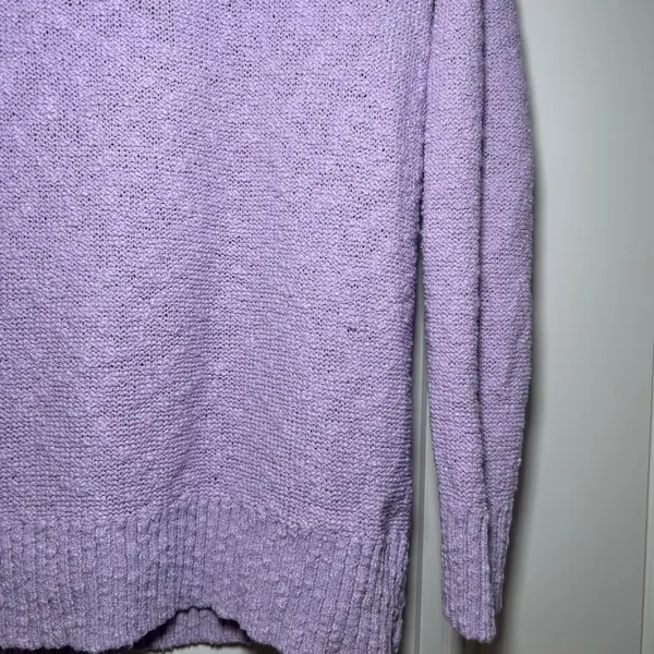 L.L. Bean Womens Lavender Purple Textured Knit Raglan Crewneck Sweater Size M - Image 2