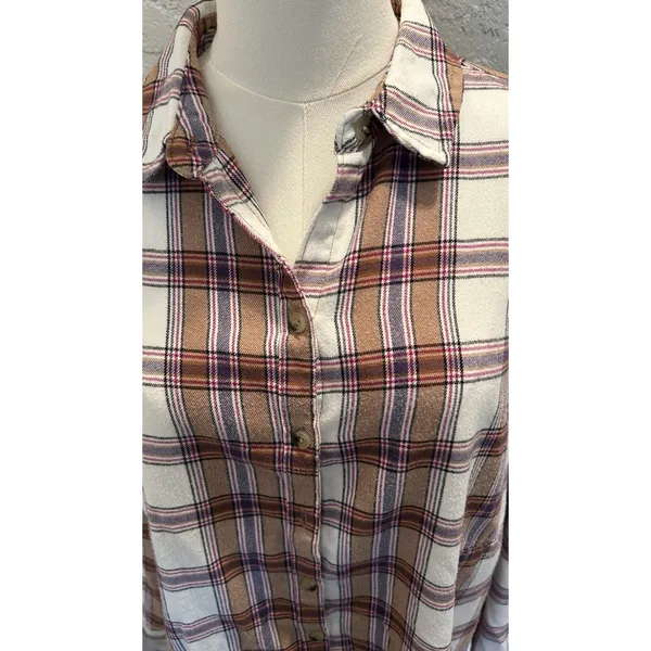 Jach's Girlfriend Tartan Plaid Flannel Shirt Women Med Button Up Outdoors Casual - Image 4