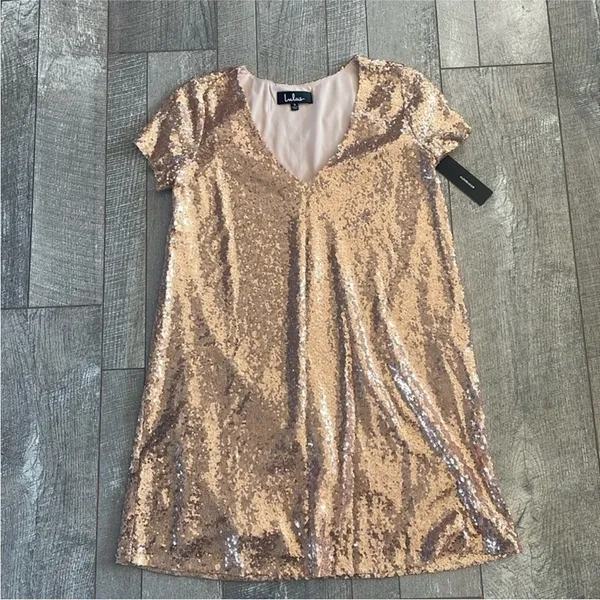 Lulu's Size Small Gold Sequin Party Dress. - Image 2