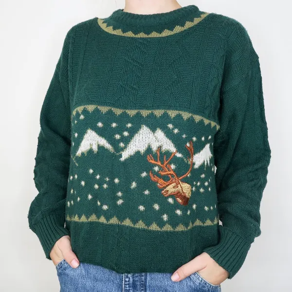 St. John's Bay Vintage 90s Green Mountain Elk Winter Sweater - Image 2