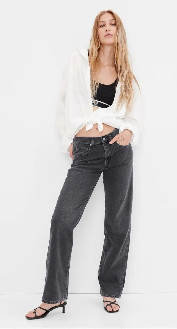 Black Baggy Mid Rise Denim Jeans - Image 4