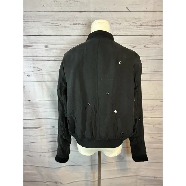 Rails Ace Studded Bomber Jacket Black Size M Star Detail, Zip Front, Flaws - Image 4