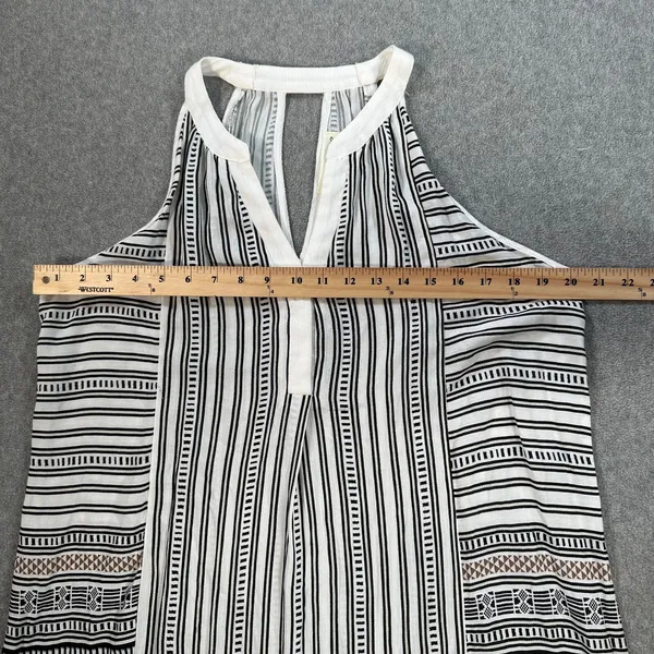 Pants Store Mini Dress Women's Large Halter V-Neck Black/Brown Stripe Summer - Image 5