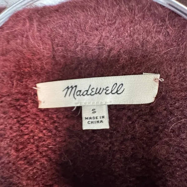 Madewell Alpaca Blend Fuzzy Sweater Women's Small Burgundy‎ Collared Pullover - Image 3