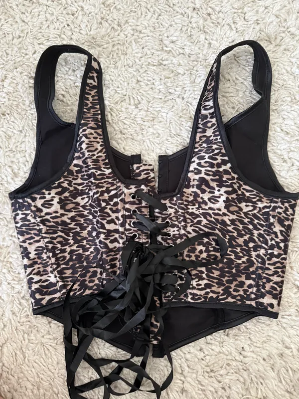 Cheetah Print Corset Top Black - Image 2