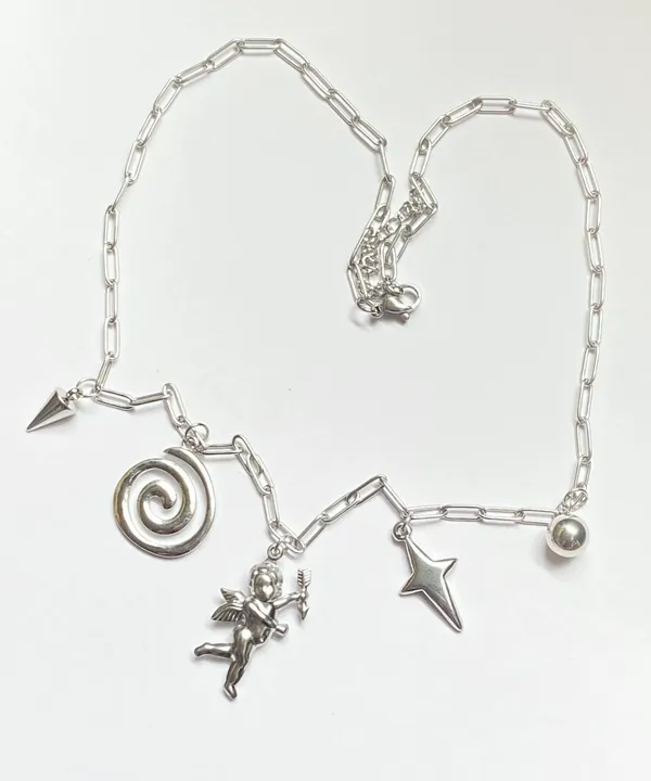 Handmade vintage retro boho fairy funky y2k grunge style fully stainless steel necklace👼🌀⭐️ - Image 5