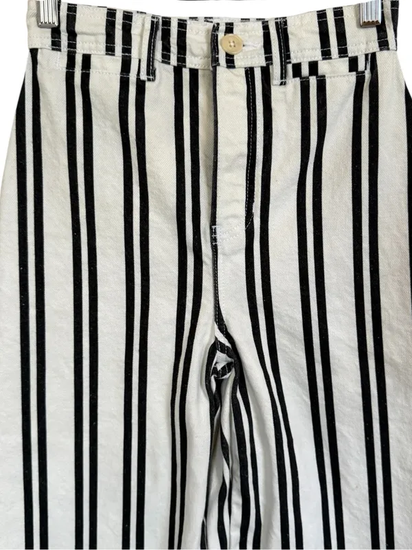 Reformation Logan Ultra High Rise Wide Leg Jeans Size 25 Black White Stripe - Image 2