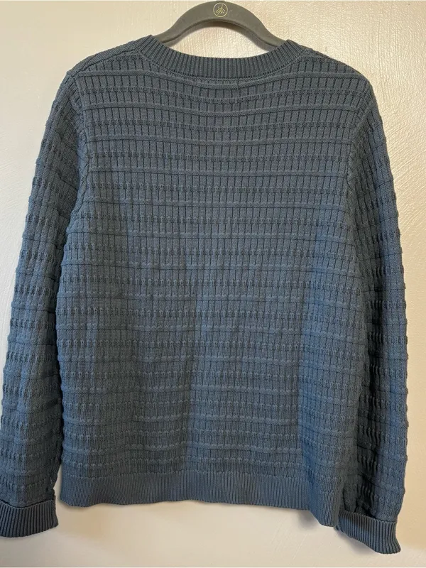 Pretty Garden Womens Cardigan Sweater 100% Cotton Button Down Pattern Gray Large - Image 6