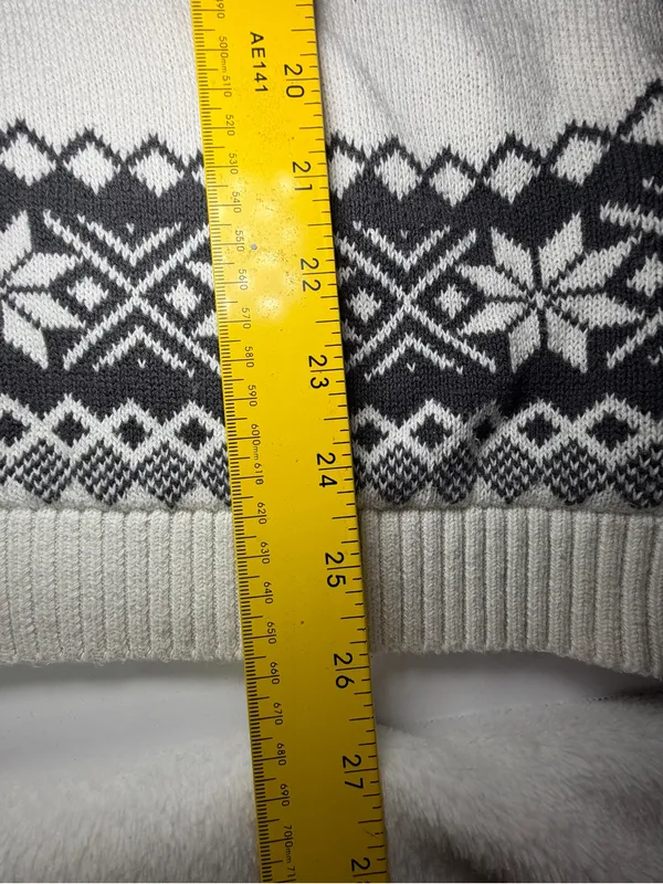 Hollister Women's oversized Fair Isle Crewneck Sweater in White, Black & Tan - Image 5