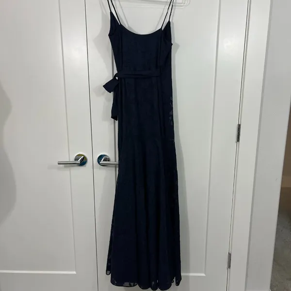 Anthropologie Hutch XS Navy Blue Alden Wrap Lace Floral Maxi Dress - Image 12