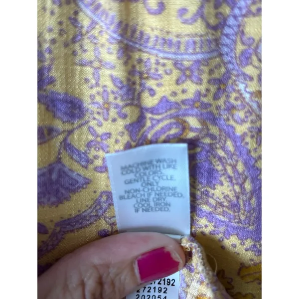 J.Jill Tiered Paisley Midi Dress Yellow Lavender‎ Boho Prairie Cottagecore MP - Image 7
