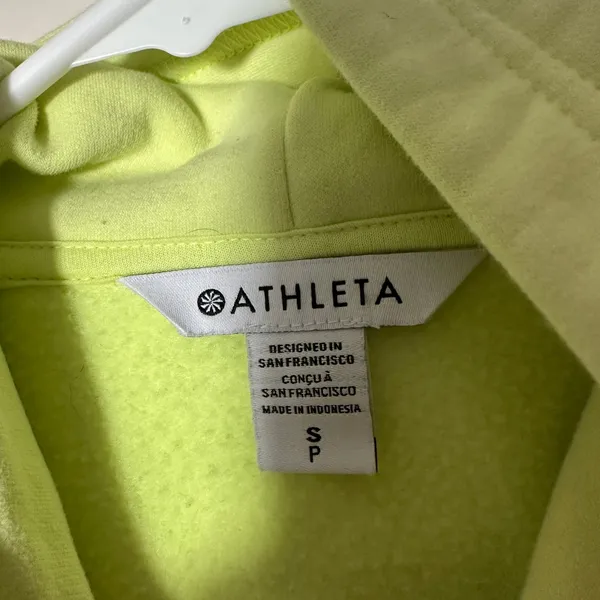 ATHLETA Easy Fleece 1/2 Zip Hoodie Citron Yellow‎ Neon Sweatshirt Womens Small - Image 3