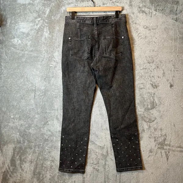 Anthropologie Pilcro Ultra‎ High Rise Slim Rhinestone Jeans Black Size 28 - Image 8