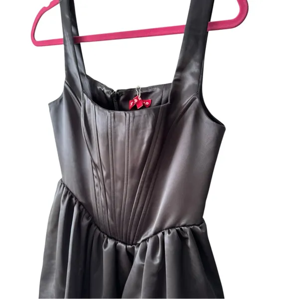 Staud Landscape Mini Dress Satin Black Size 2‎ - Image 5