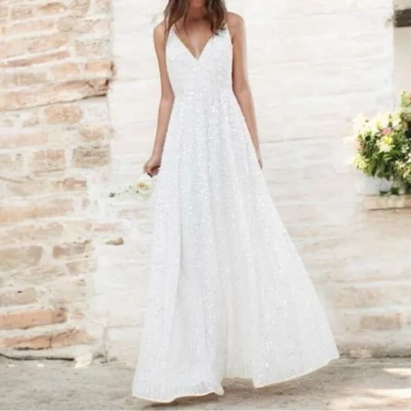NWT ASOS Ivory Sequined Beaded Josie Backless Cami Maxi Wedding Dress Size 6 NEW - Image 16