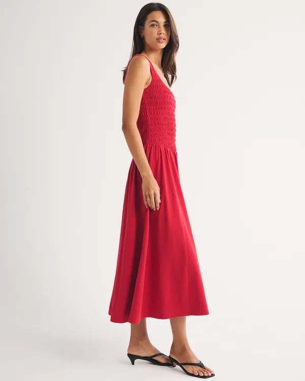 Abercrombie & Fitch Sydney Smocked Reversible Neckline Knit Midi Dress - Image 3