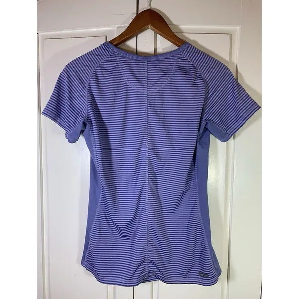 The North Face T Shirt Womens Medium Purple Stripes Outdoorsy Hiking‎ READ - Image 4