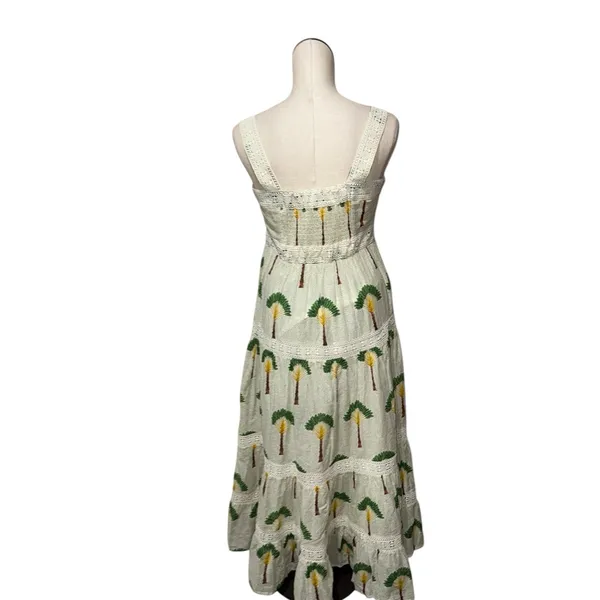 NWOT Calypso St. Barth Stunning Boho Maxi Dress with Tree Print & Lace Details M - Image 5