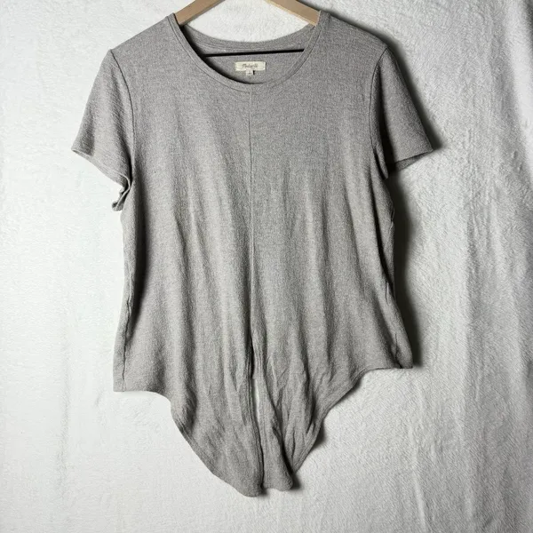 Madewell Modern Tie-front Tee 100% Cotton Gray Women’s Size L - Image 9