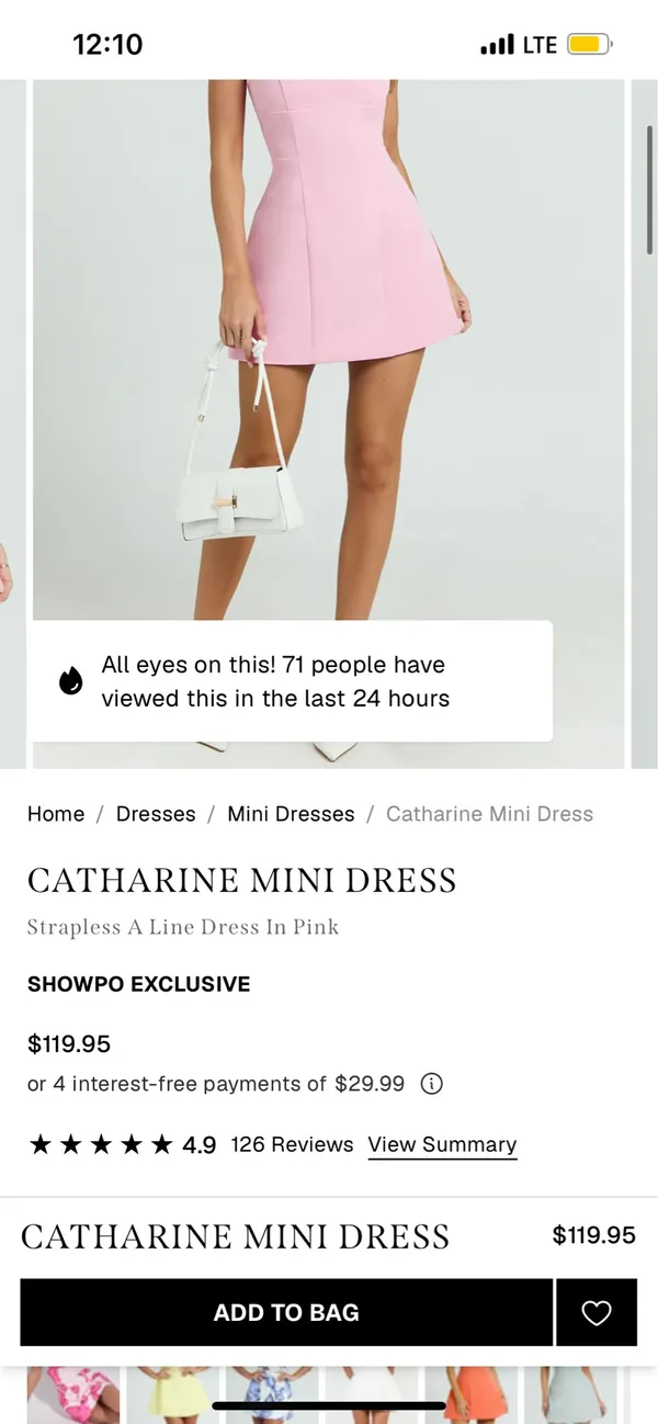 New Showpo Catharine Mini Dress Strapless A Line Dress Size Large MSRP $119 - Image 2