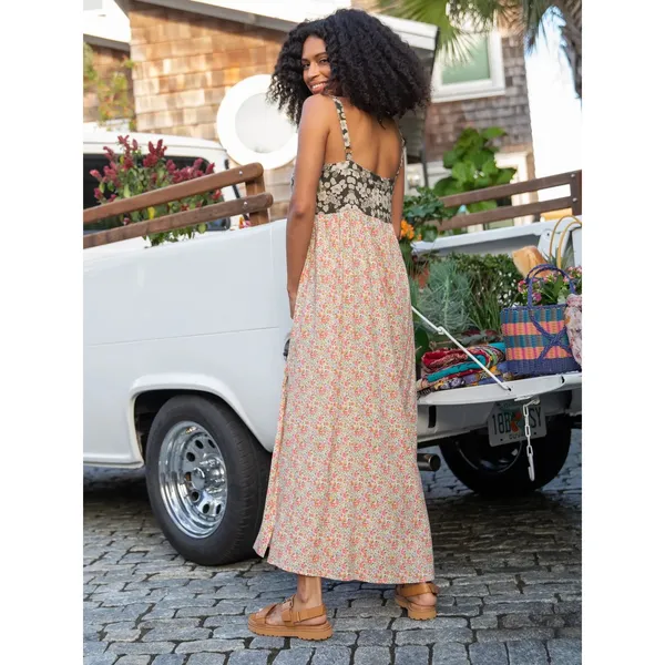 Natural Life Dress Patti Side Slit Floral Empire Waist Medium Maxi Women Boho - Image 2