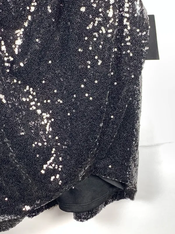 Lulus Black Sequin Mini Dress XS NWT Cocktail Party Homecoming Spaghetti Strap - Image 12