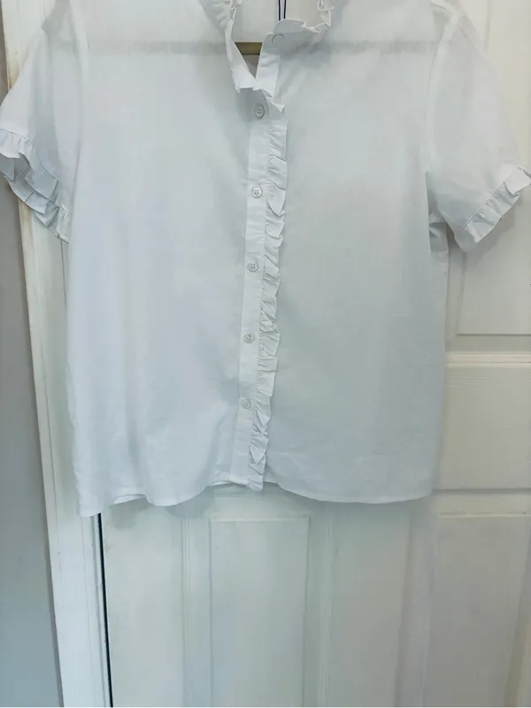 NWT!! Mustard Seed Play It Cool Short Sleeve Ruffle Trim Linen Blend Top - Image 6