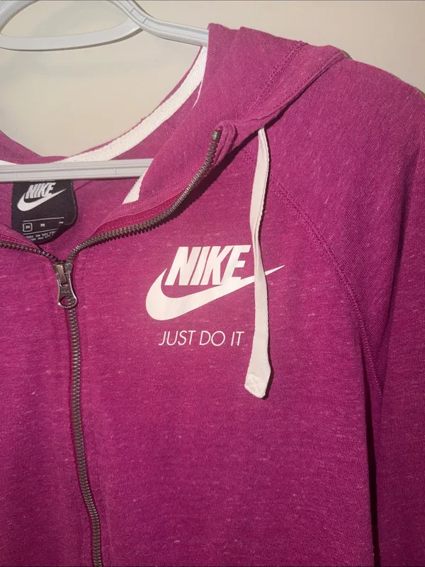 Nike lightweight zip up athletic hoodie in berry color M - Image 7