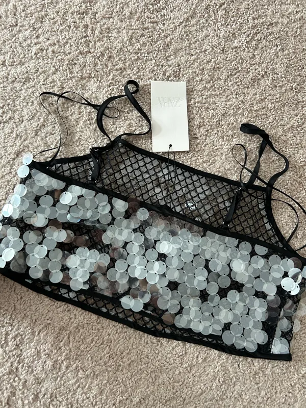 Zara sequin crop top. S-M - Image 11