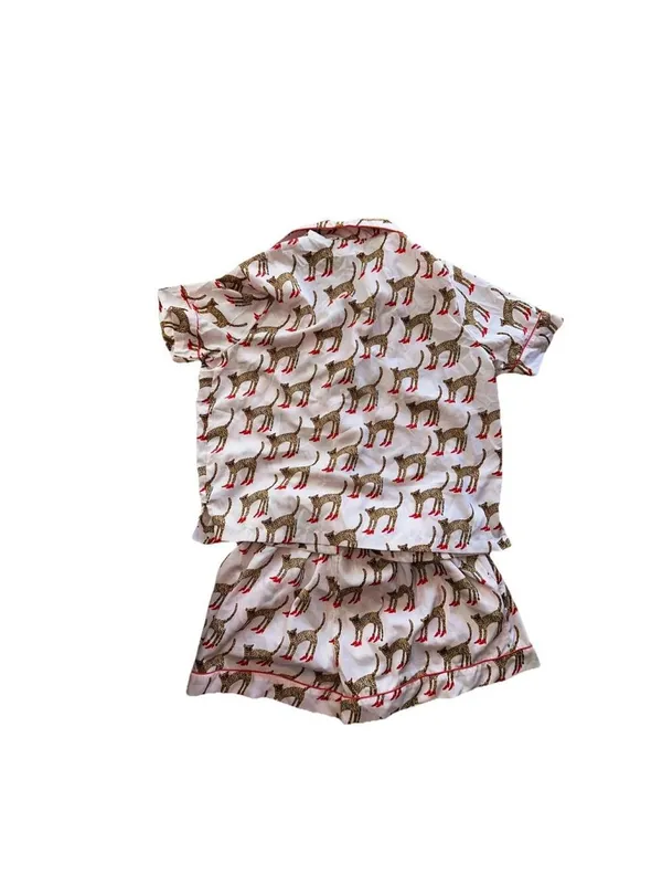 Bouffants & Broken Hearts Pajama Set Womens Small Pink Cheetah in Heels - Image 5