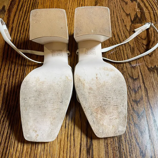 Princess Polly White Strappy Square Toe Block Heel Sandals Size 7 - Image 3