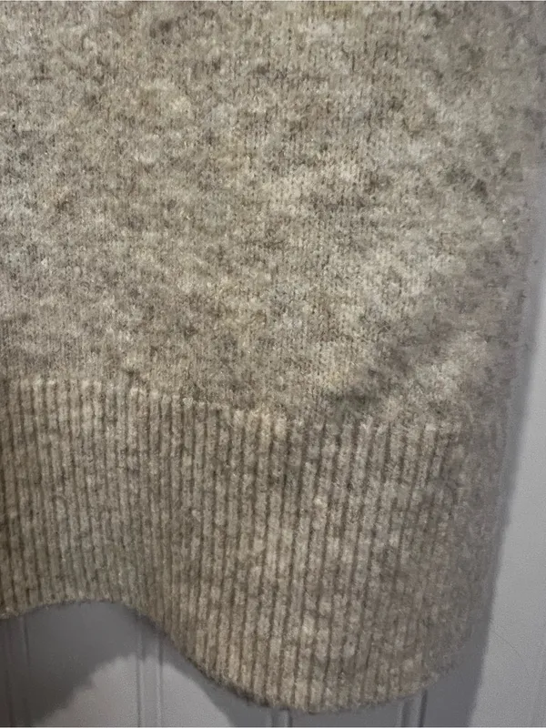 Abercrombie & Fitch Cream Collared Log Sleeve Midi Sweater Dress size X Small - Image 12