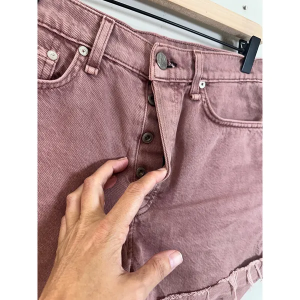 Rag & Bone Maya High-Rise Shorty Short Light Plum Organic Cotton Size 27 - Image 7