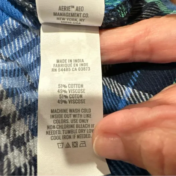 Aerie By Aritza Long Sleeve Womens Shirt Plaid Nwot Blue Xl - Image 10