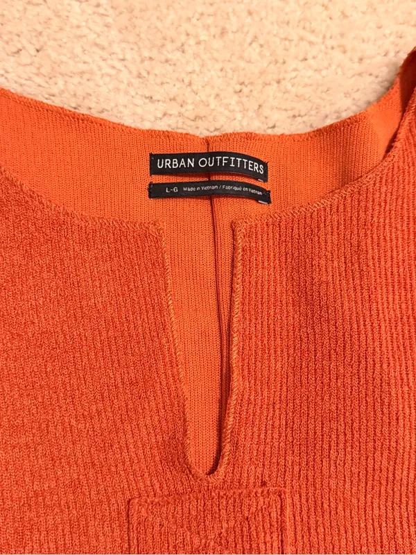 Urban Outfitters | Orange Knit Split-Neck Boxy Top - Image 4