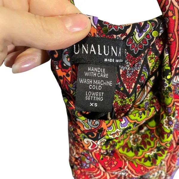 Unaluna XS Sleeveless Boho Maxi Dress Multicolor‎ Paisley Print USA - Image 3